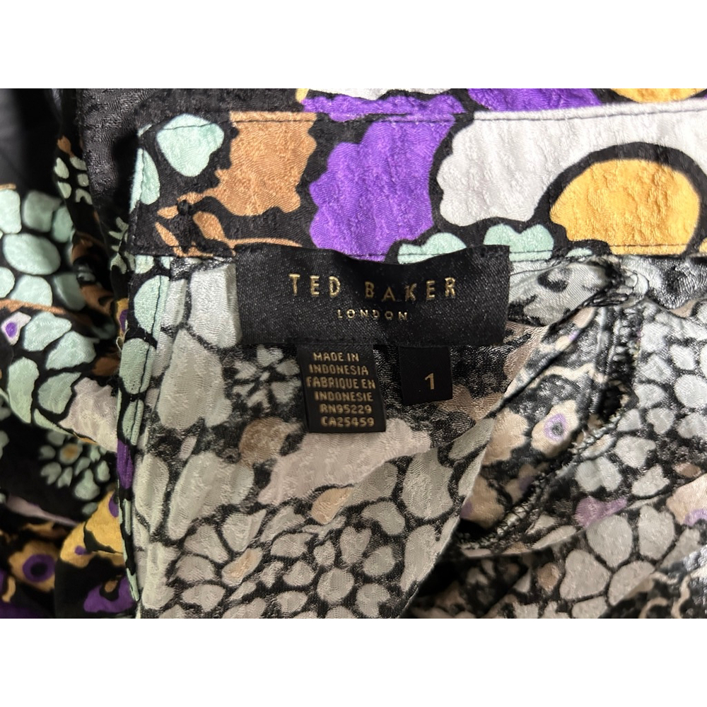 Ted Baker Saskiie Black Floral Mini Dress Size US 4 - Picture 7 of 11